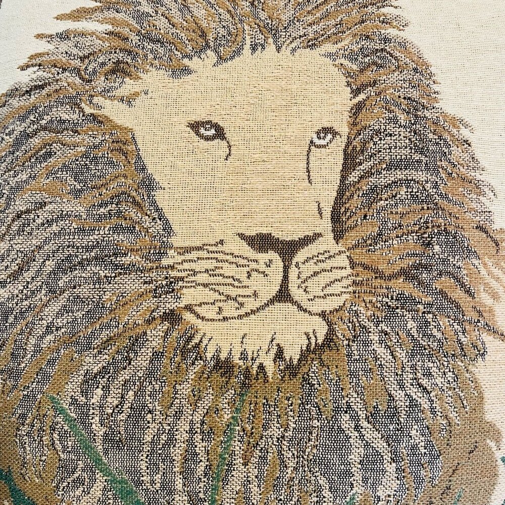 1 Tapestry Lion Golden Brown Throw Pillow by Riverdale 15 Inch Decorative Square - Picture 10 of 11